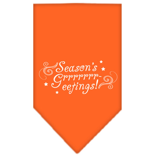 Seasons Greetings Screen Print Bandana Orange Small